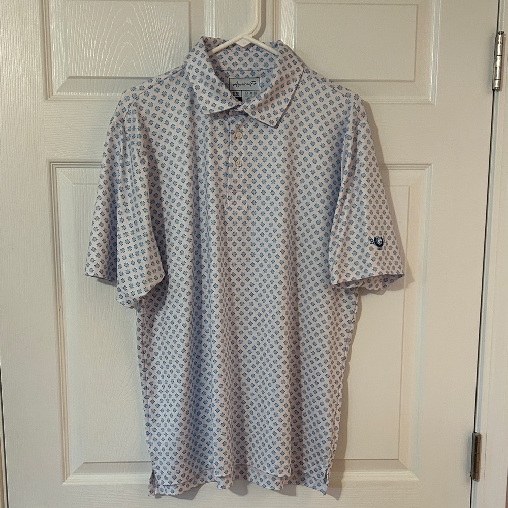 👕 Men's Blue Geometric Golf Polo Shirt